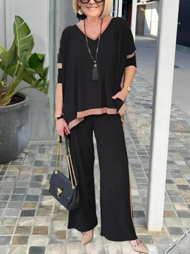 Mila – Set met top en broek met kleuraccent
