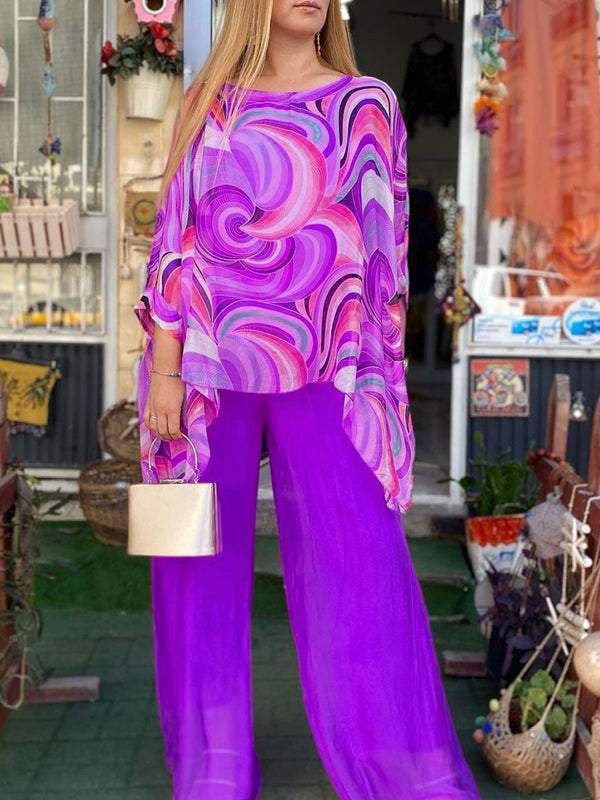 Ellen – Set met broek en top met print