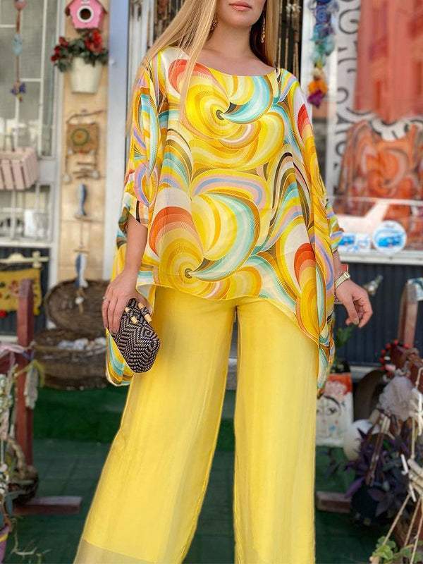 Ellen – Set met broek en top met print