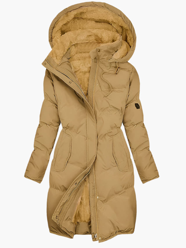 Marianne – Gevoerde winterjas met capuchon en ritssluiting