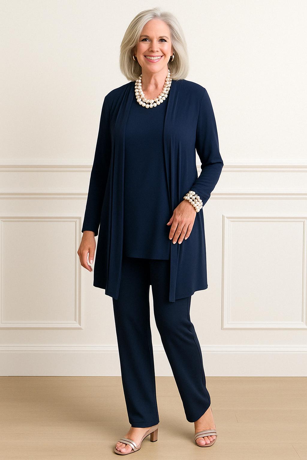 Clara – Driedelige set met broek, vest en top